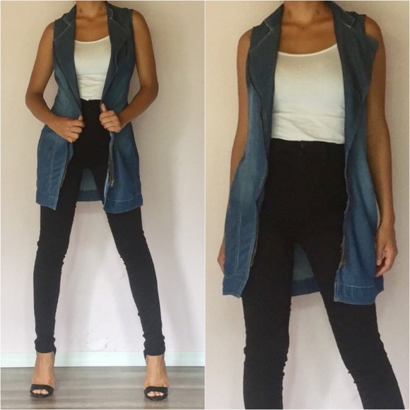 Sweet Xylia Jackets & Blazers - Zippered Denim Vest